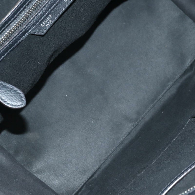 【日本直送】CELINE Luggage 迷你手提包,黑色銀色真皮,正品,貨號 180490SAM-10