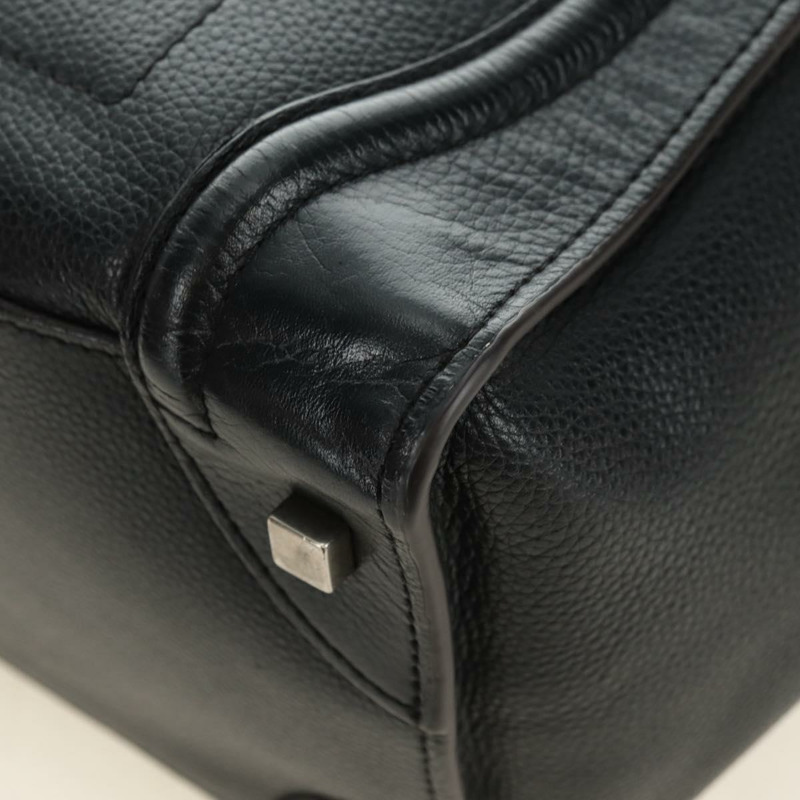 【日本直送】CELINE Luggage 迷你手提包,黑色銀色真皮,正品,貨號 180490SAM-13