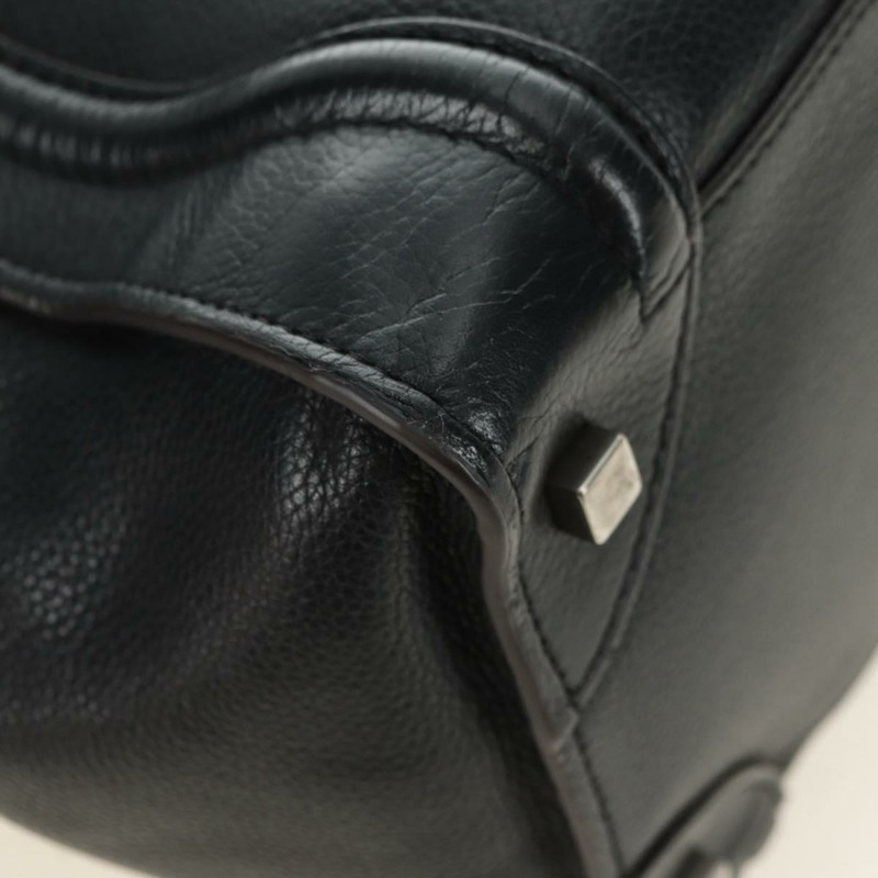 【日本直送】CELINE Luggage 迷你手提包,黑色銀色真皮,正品,貨號 180490SAM-14