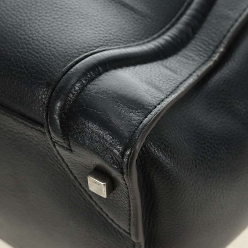 【日本直送】CELINE Luggage 迷你手提包,黑色銀色真皮,正品,貨號 180490SAM-15