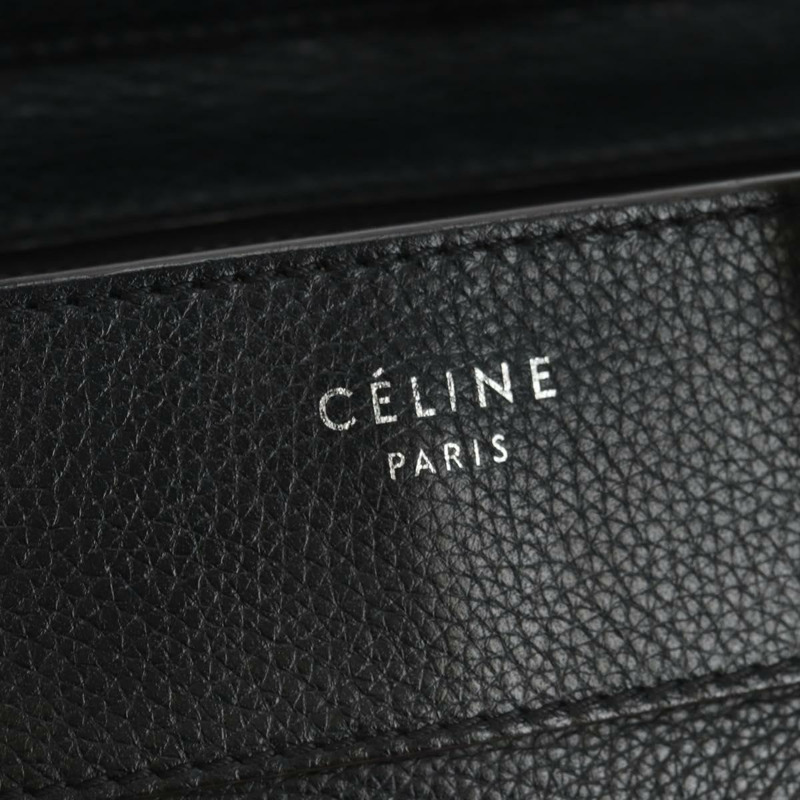 【日本直送】CELINE Luggage 迷你手提包,黑色銀色真皮,正品,貨號 180490SAM-17