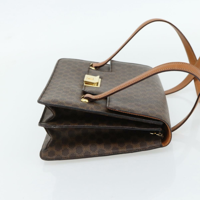 【日本直送】CELINE Macadam帆布手提包 PVC皮革 棕色 金色 正品 180512A-3