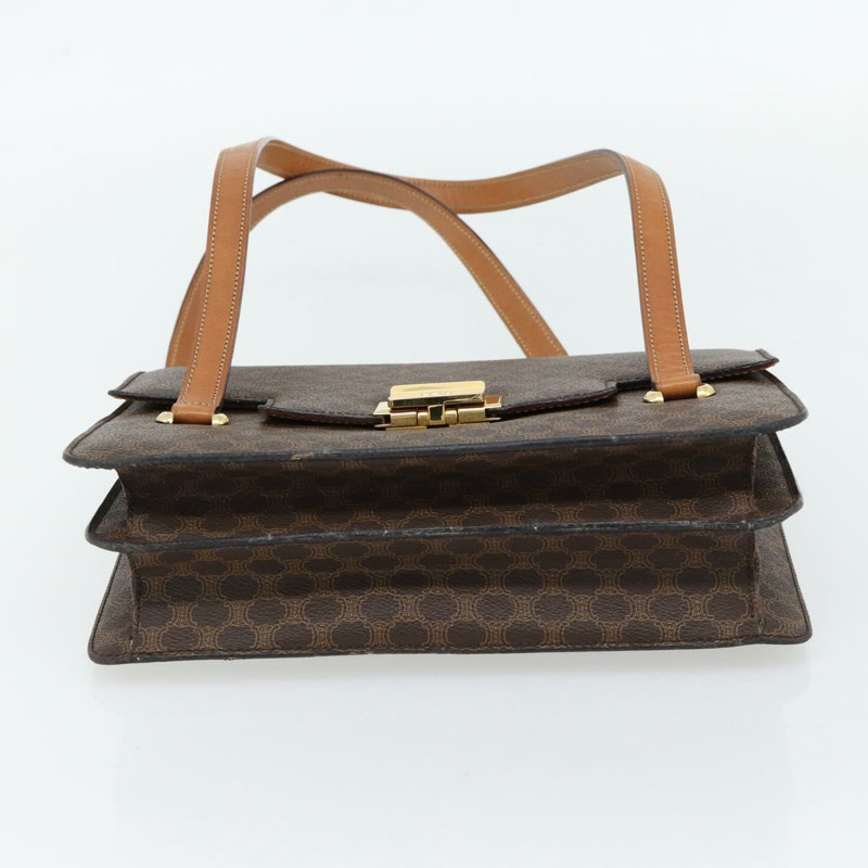 【日本直送】CELINE Macadam帆布手提包 PVC皮革 棕色 金色 正品 180512A-4