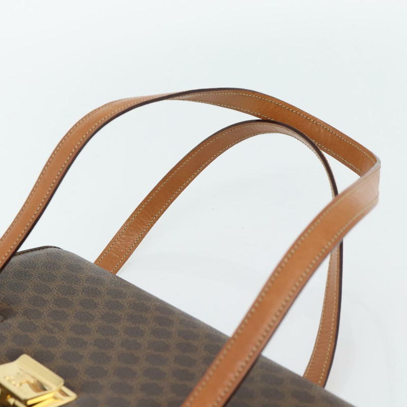 【日本直送】CELINE Macadam帆布手提包 PVC皮革 棕色 金色 正品 180512A-7