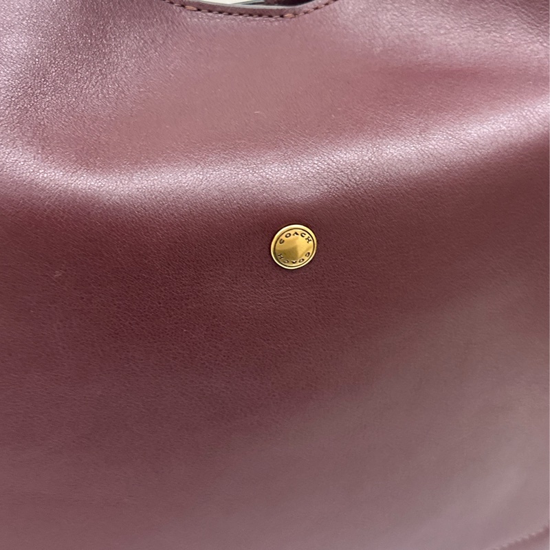全新COACH Brooklyn 34 字母吊飾金色 牛皮 單肩包 中號 酒紅色-3