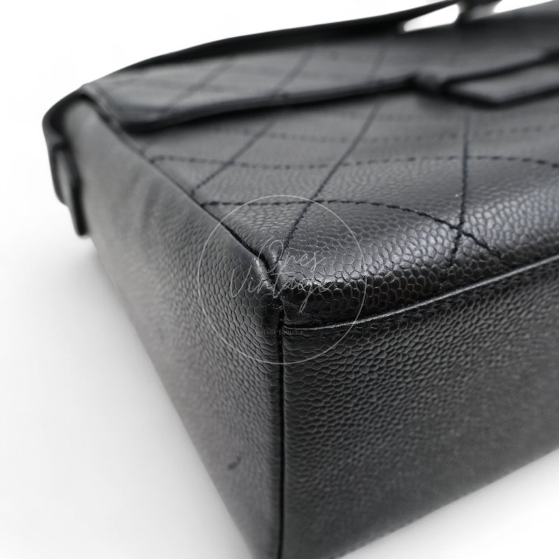 中古 Chanel 香奈兒 So Black 荔枝皮/魚子醬皮革 肩背包-12