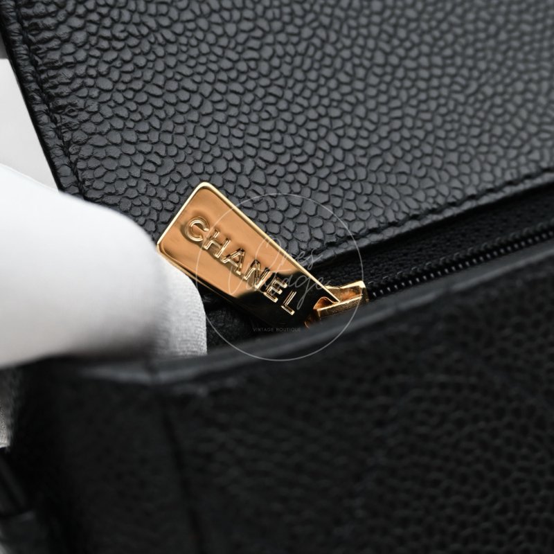 中古 Chanel 香奈兒 So Black 荔枝皮/魚子醬皮革 肩背包-17