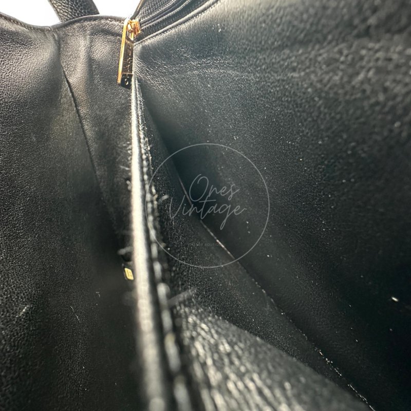 中古 Chanel 香奈兒 So Black 荔枝皮/魚子醬皮革 肩背包-25
