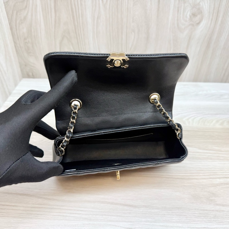 chanel黑金羊皮25S mini側背包AP4592-8