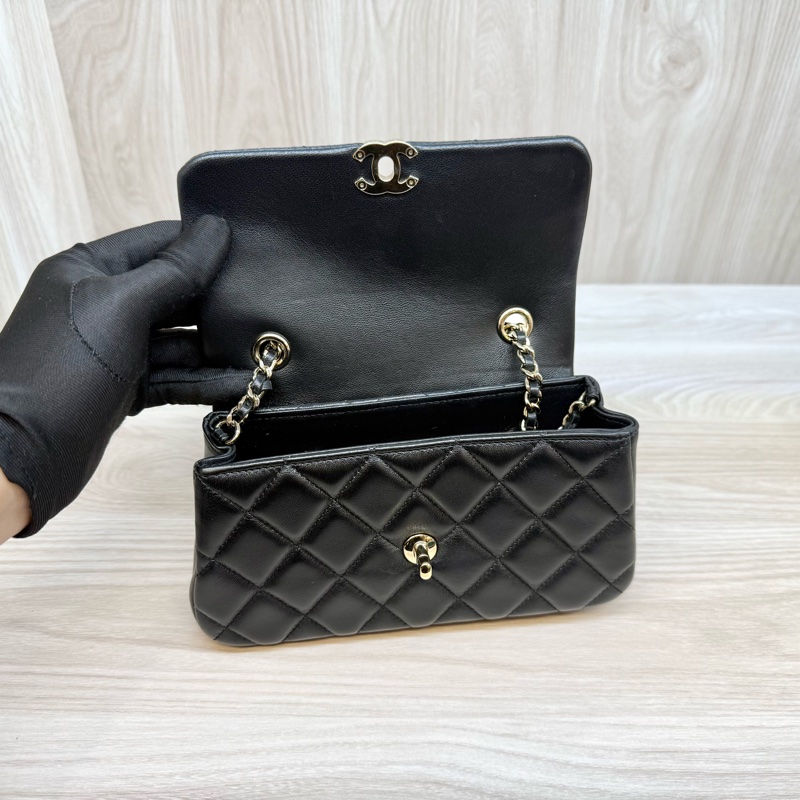 chanel黑金羊皮25S mini側背包AP4592-9