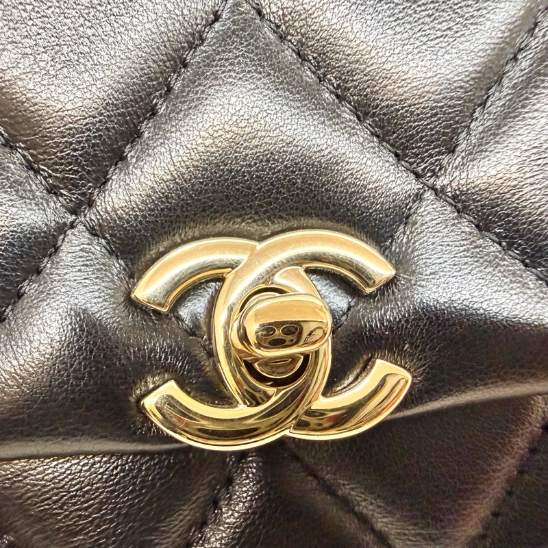 chanel黑金羊皮25S mini側背包AP4592-17