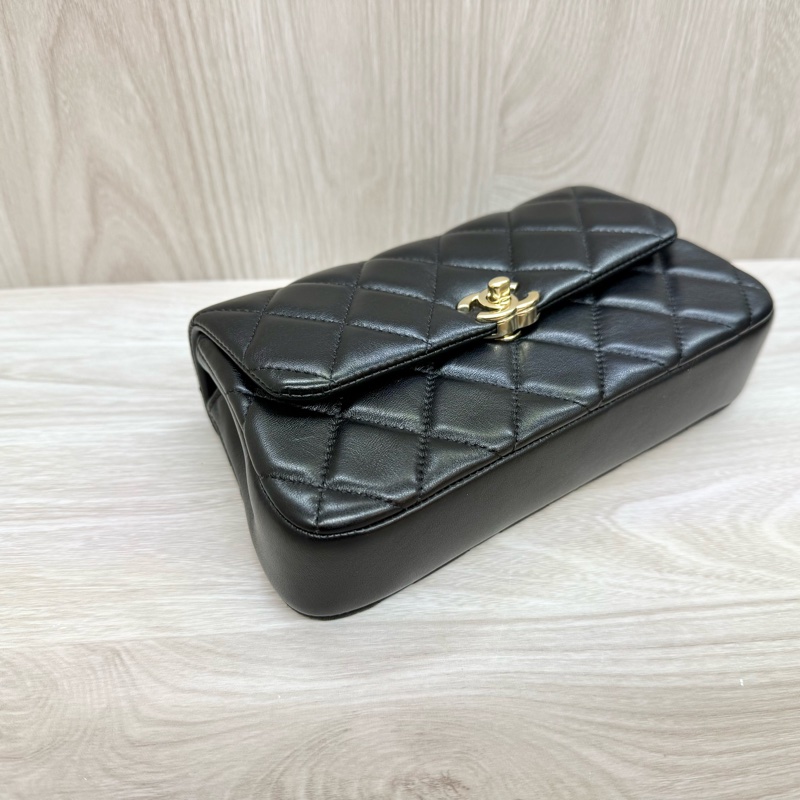 chanel黑金羊皮25S mini側背包AP4592-18