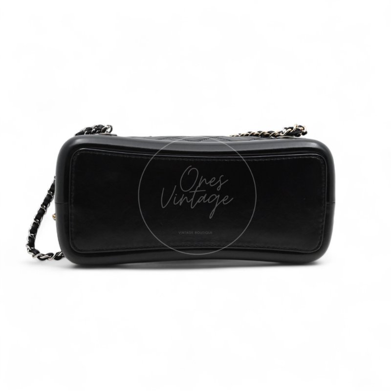 中古 Chanel 香奈兒 Black Calfskin 黑色小牛皮 Gabrielle嘉柏麗 流浪包系列 鏈條 後背包-5