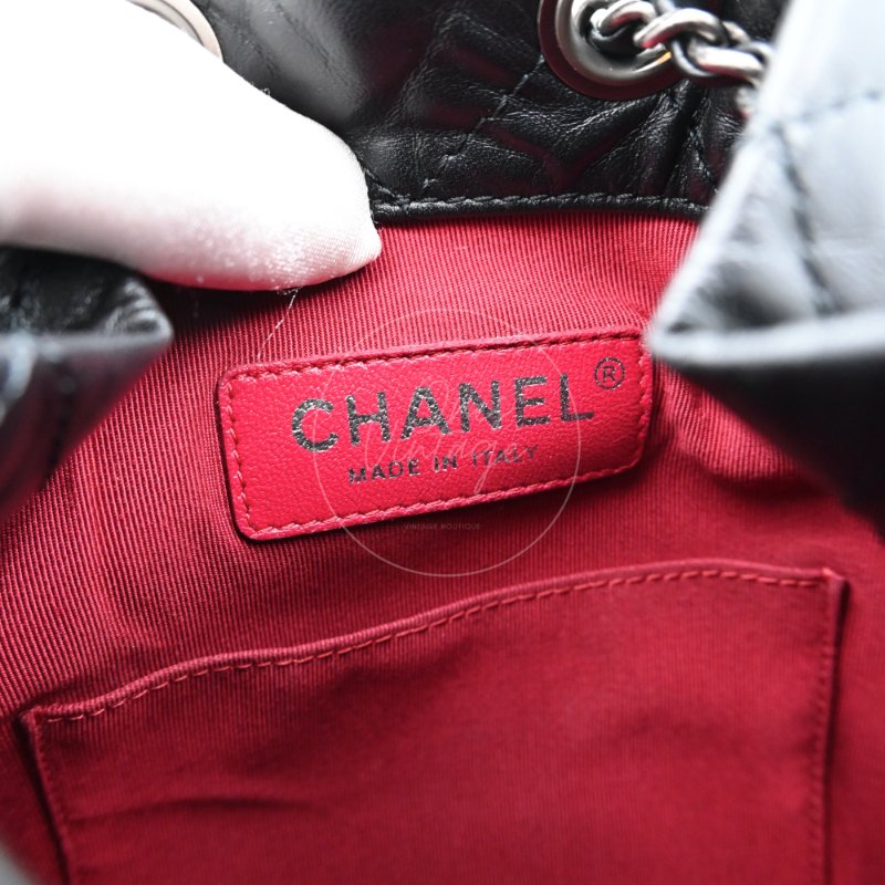 中古 Chanel 香奈兒 Black Calfskin 黑色小牛皮 Gabrielle嘉柏麗 流浪包系列 鏈條 後背包-15