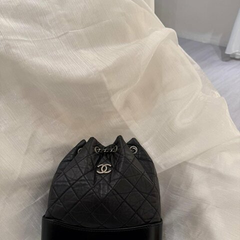 中古 Chanel 香奈兒 Black Calfskin 黑色小牛皮 Gabrielle嘉柏麗 流浪包系列 鏈條 後背包