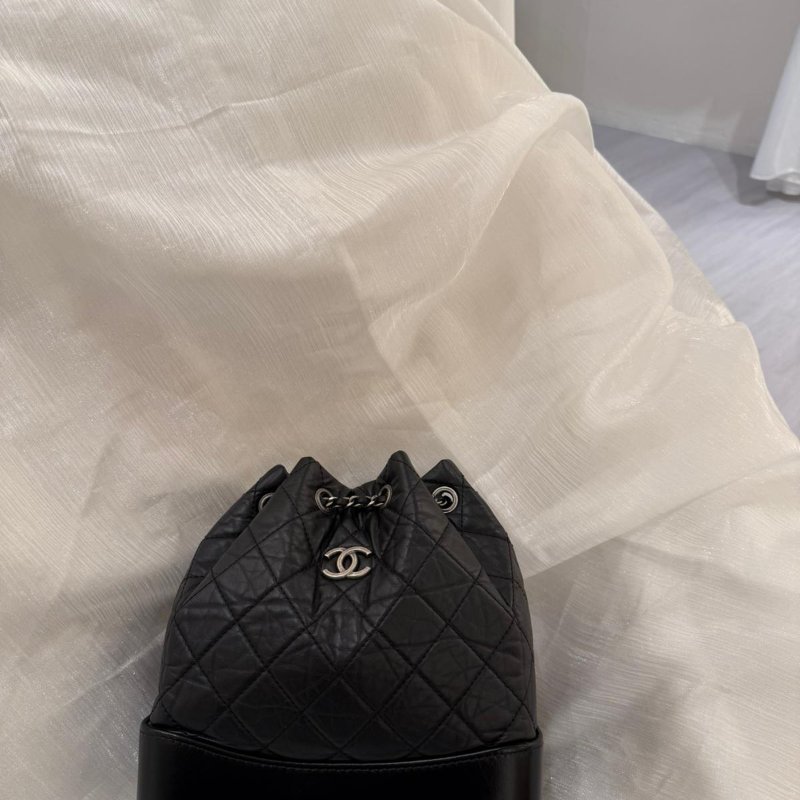 中古 Chanel 香奈兒 Black Calfskin 黑色小牛皮 Gabrielle嘉柏麗 流浪包系列 鏈條 後背包-0
