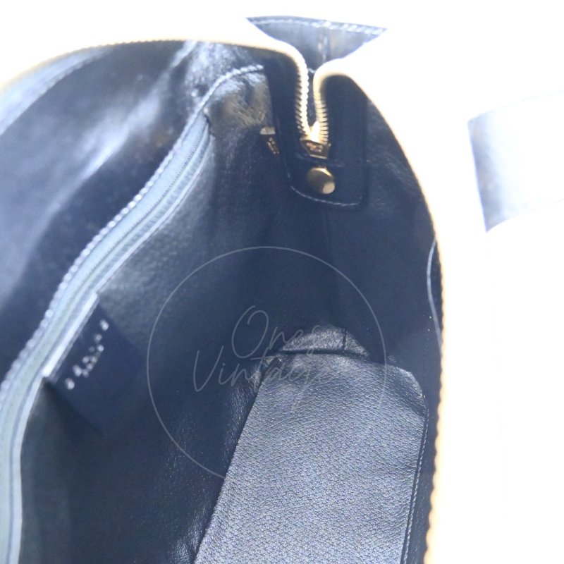 中古 Celine 賽琳 復古黑色 Macadam經典老花圖案 壓紋拉鍊 Hobo 包-12