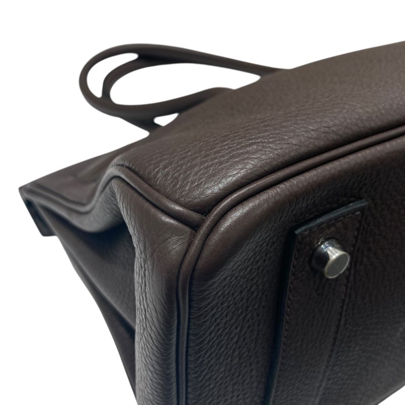 HERMES 愛馬仕 □O刻 SHOULDER BIRKIN 42 肩背包 牛皮 烏木色 銀釦-8