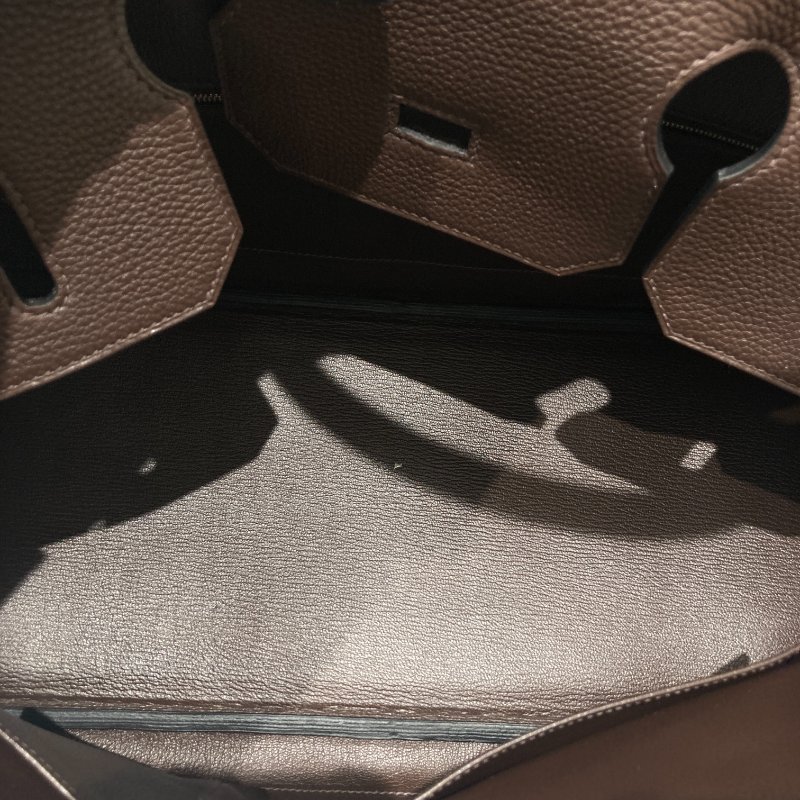 HERMES 愛馬仕 □O刻 SHOULDER BIRKIN 42 肩背包 牛皮 烏木色 銀釦-10