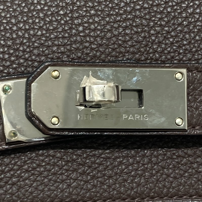 HERMES 愛馬仕 □O刻 SHOULDER BIRKIN 42 肩背包 牛皮 烏木色 銀釦-12