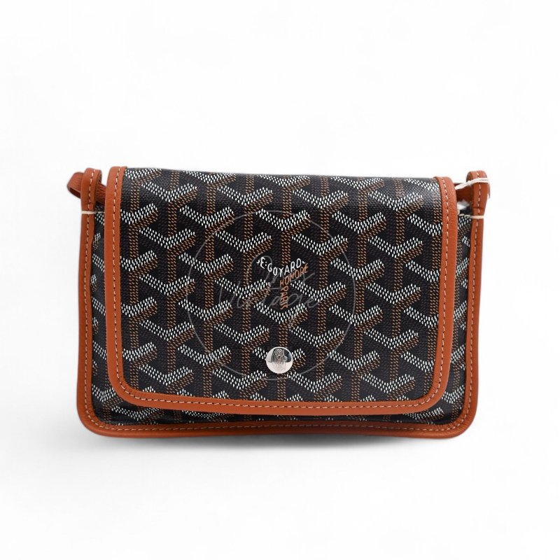 全新未使用 Goyard 戈雅 Plumet 小巧 黑色與棕褐色 斜背 手拿錢包-1