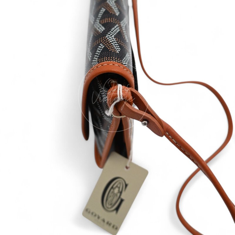 全新未使用 Goyard 戈雅 Plumet 小巧 黑色與棕褐色 斜背 手拿錢包-13