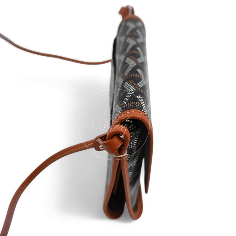 全新未使用 Goyard 戈雅 Plumet 小巧 黑色與棕褐色 斜背 手拿錢包-14