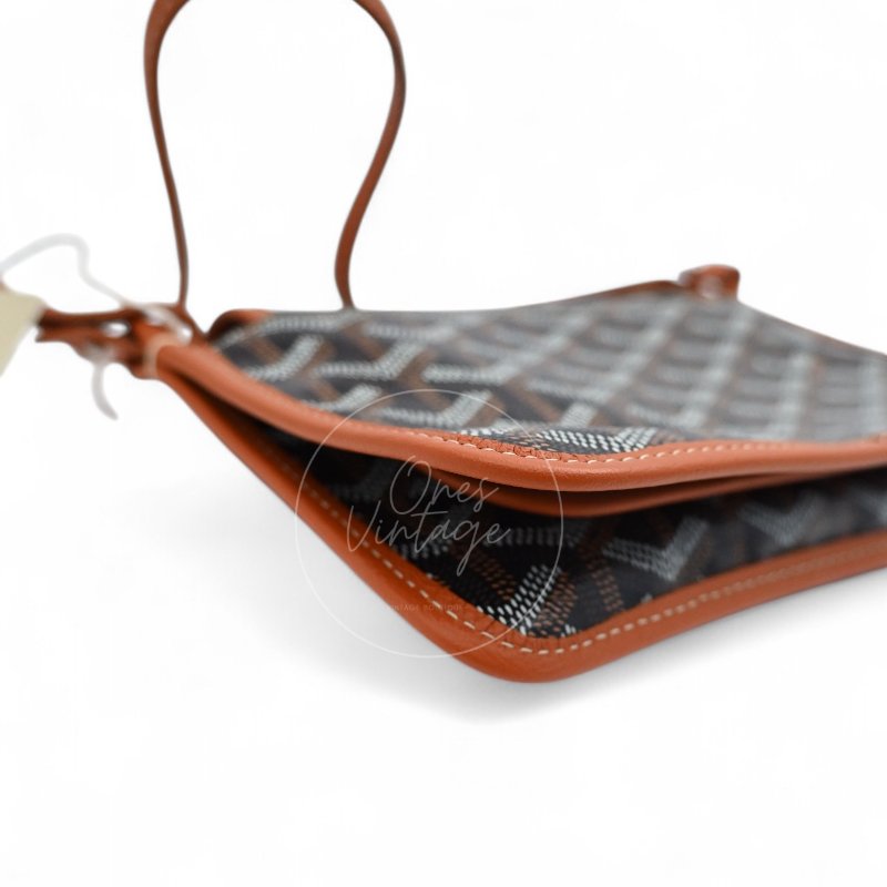 全新未使用 Goyard 戈雅 Plumet 小巧 黑色與棕褐色 斜背 手拿錢包-15
