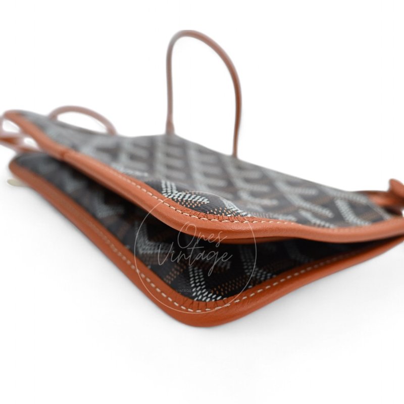 全新未使用 Goyard 戈雅 Plumet 小巧 黑色與棕褐色 斜背 手拿錢包-16