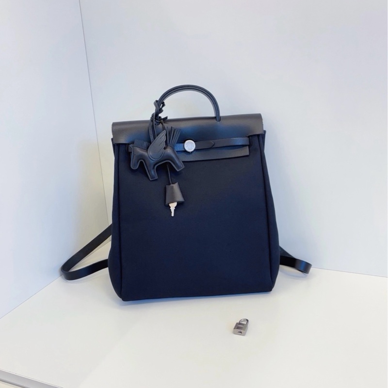✨Hermes Herbag 全黑銀扣後背包 98新-2
