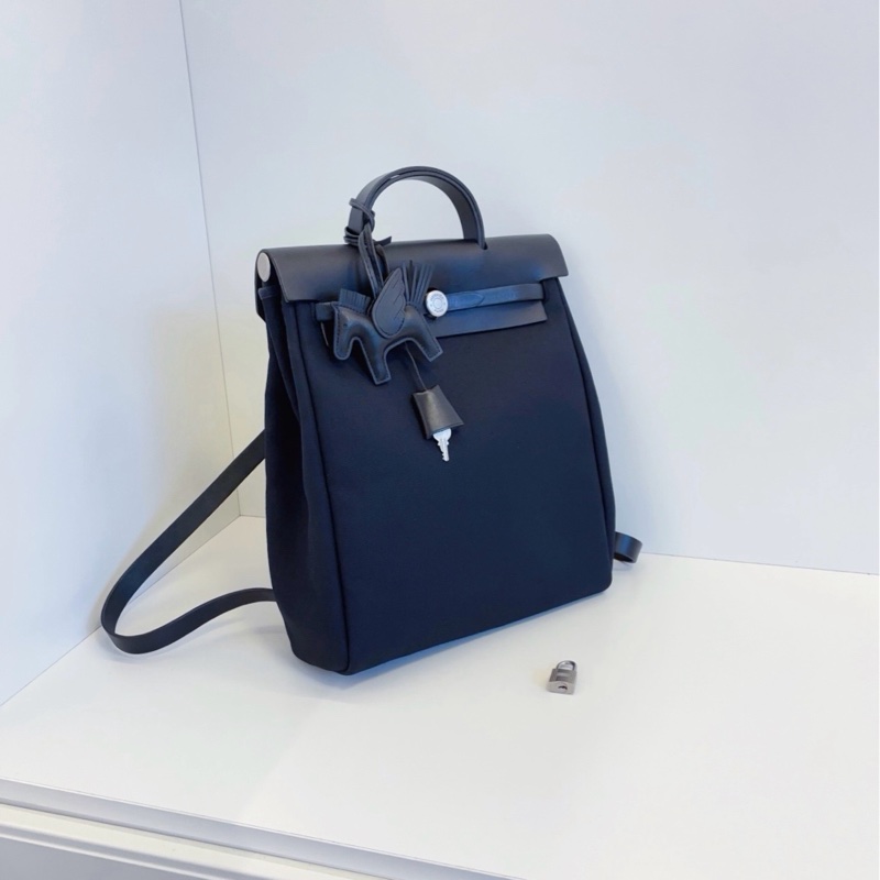 ✨Hermes Herbag 全黑銀扣後背包 98新-3