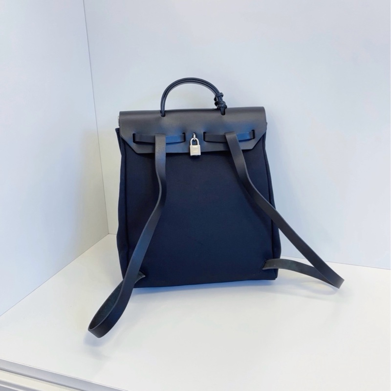 ✨Hermes Herbag 全黑銀扣後背包 98新-4