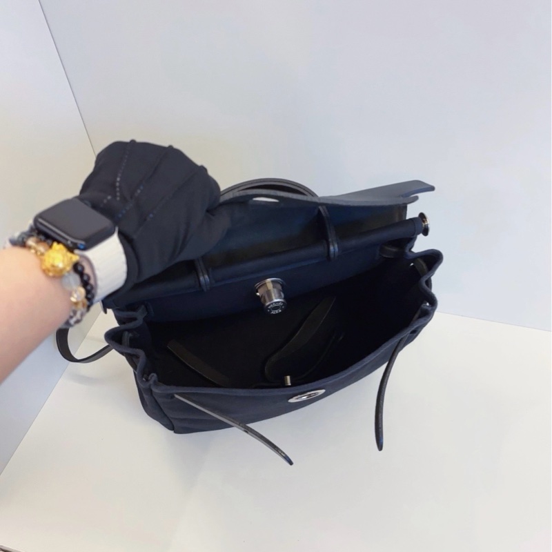 ✨Hermes Herbag 全黑銀扣後背包 98新-8