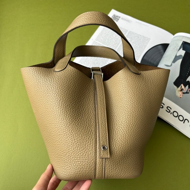 小天菜 ::Hermès:: Picotin 18 Beige Marfa 8Q瑪爾法米銀釦手提包-0
