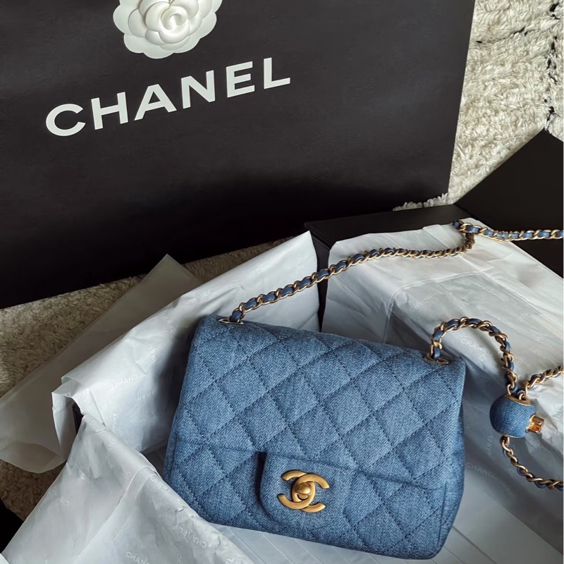 ෆ Chanel 牛仔金球方胖🈶購證-0