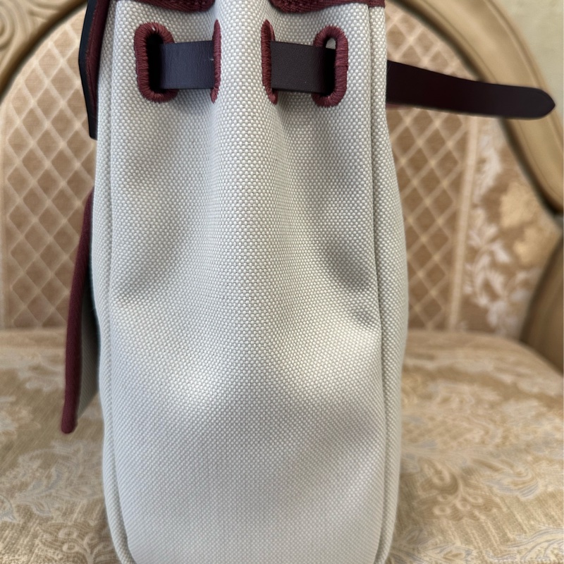 Hermes 馬鞍紅拚米帆布金釦Herbag31-3