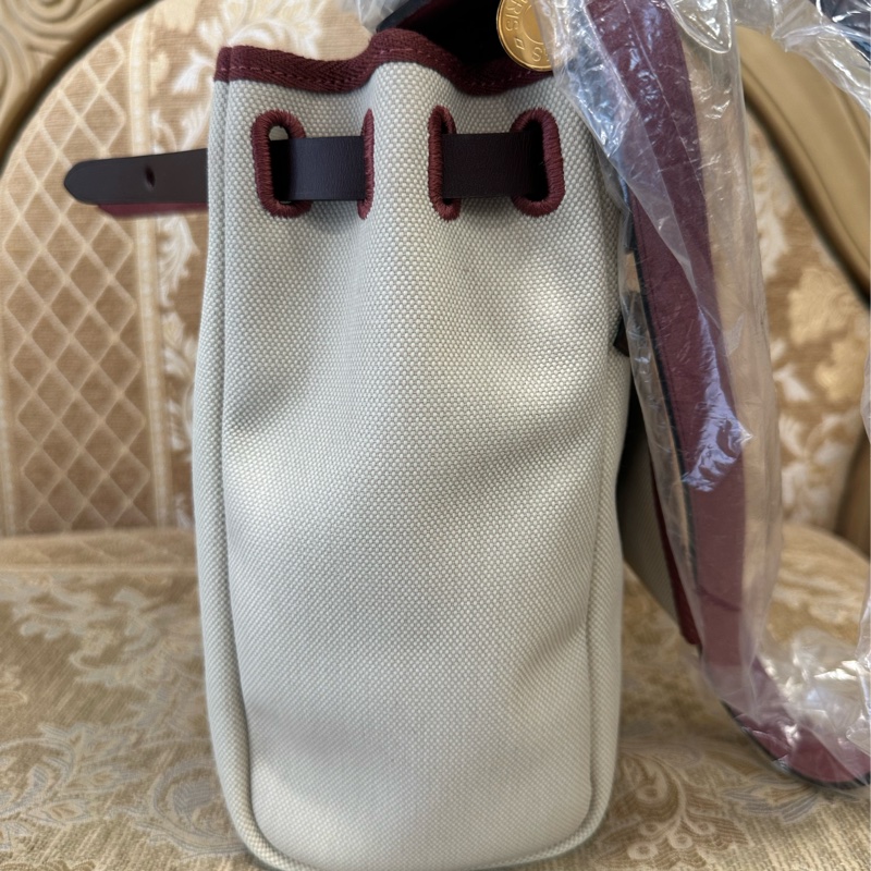 Hermes 馬鞍紅拚米帆布金釦Herbag31-4