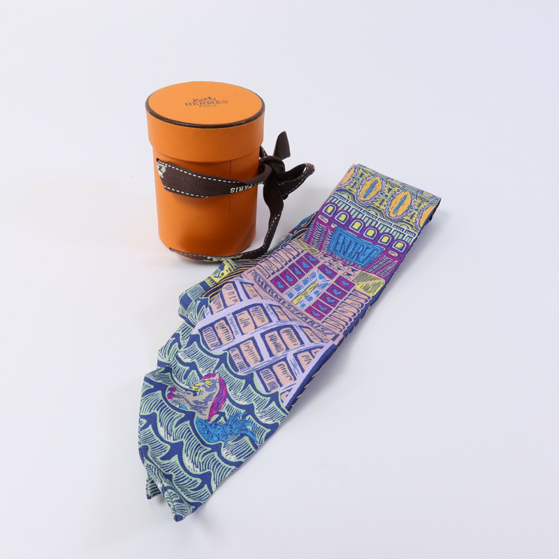 HERMES 絲質Twilly絲巾-10