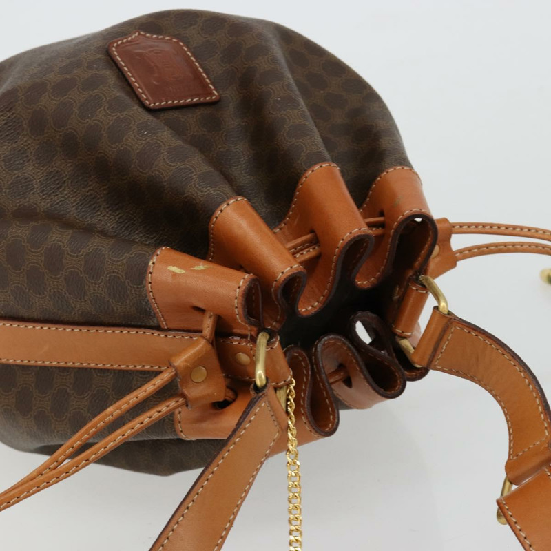 【日本直送】CELINE Macadam帆布肩背包 PVC皮革 棕色 金色 正品 180626A-5