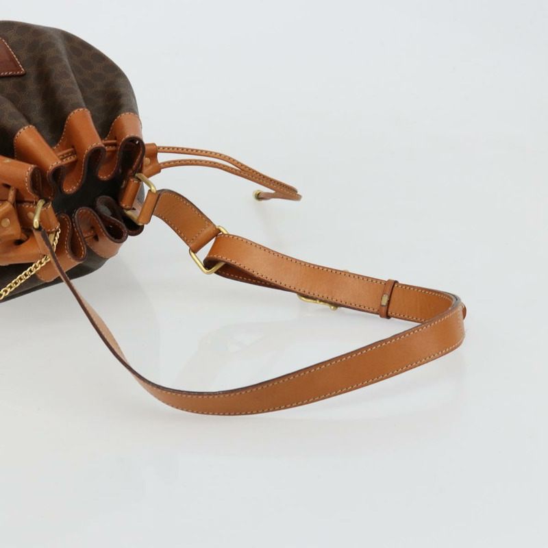 【日本直送】CELINE Macadam帆布肩背包 PVC皮革 棕色 金色 正品 180626A-6