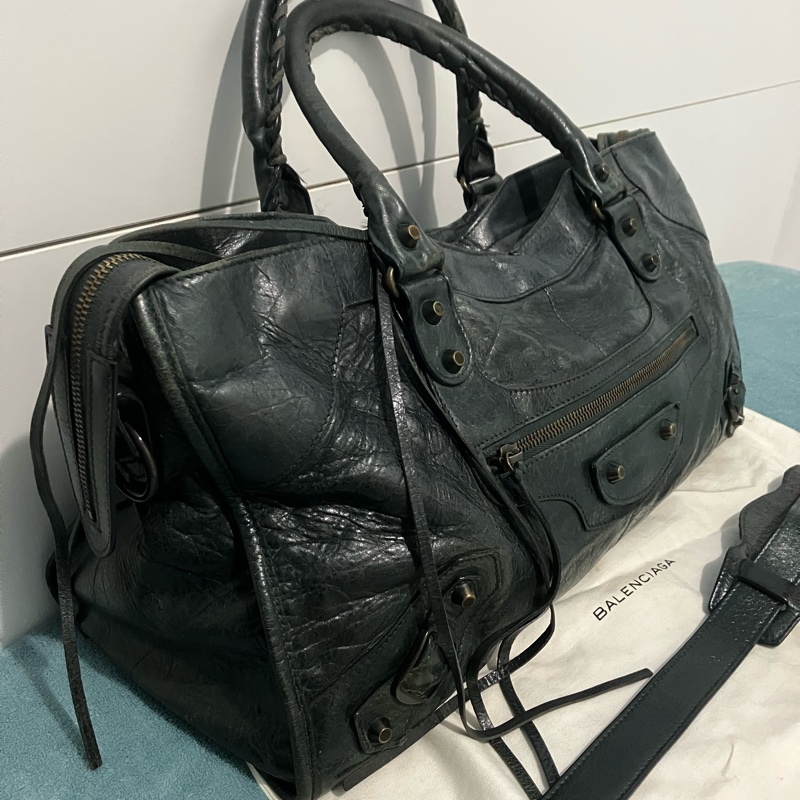 BALENCIAGA part-time墨綠色 機車包-6