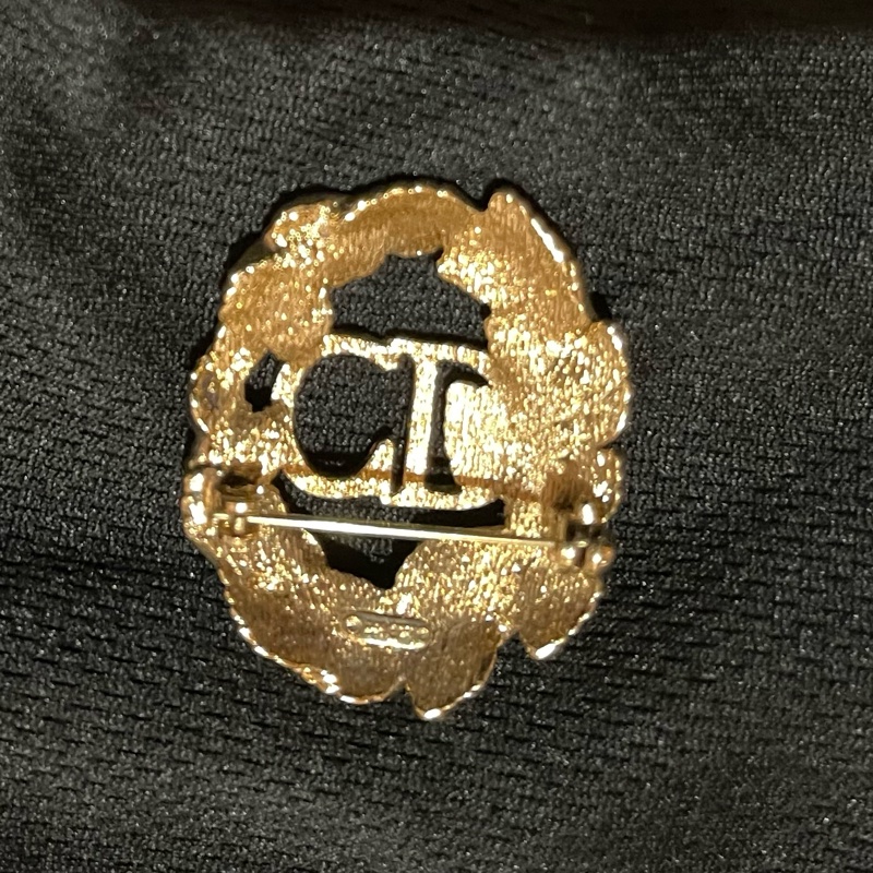 Christian Dior VINTAGE 金色CD樹葉水鑽胸針-8