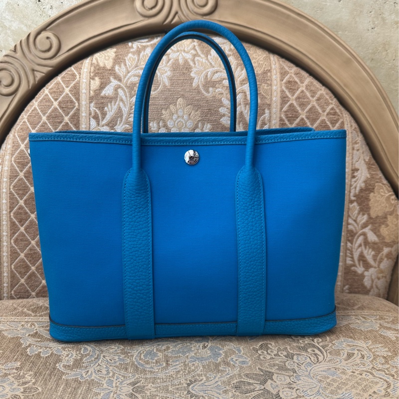 Hermes 7W伊茲密爾藍金釦Garden Party30-1