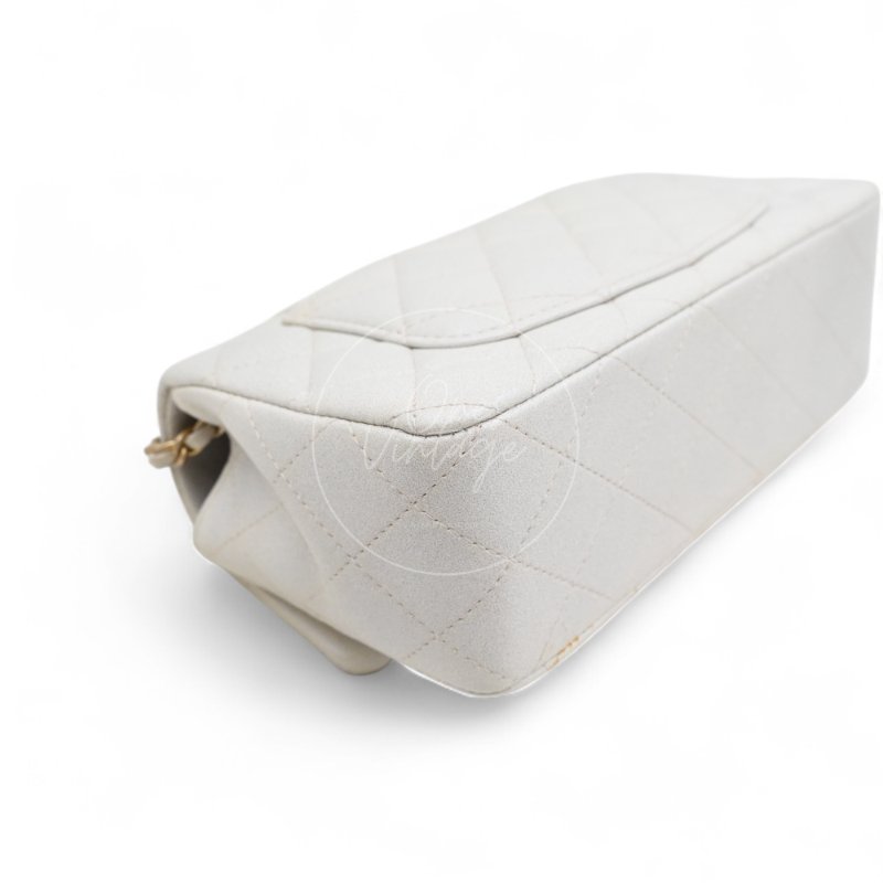 中古 Chanel 香奈兒 Classic Flap系列 珍珠色 荔枝紋/魚子醬紋路 方胖子 小包附提把 手把-15