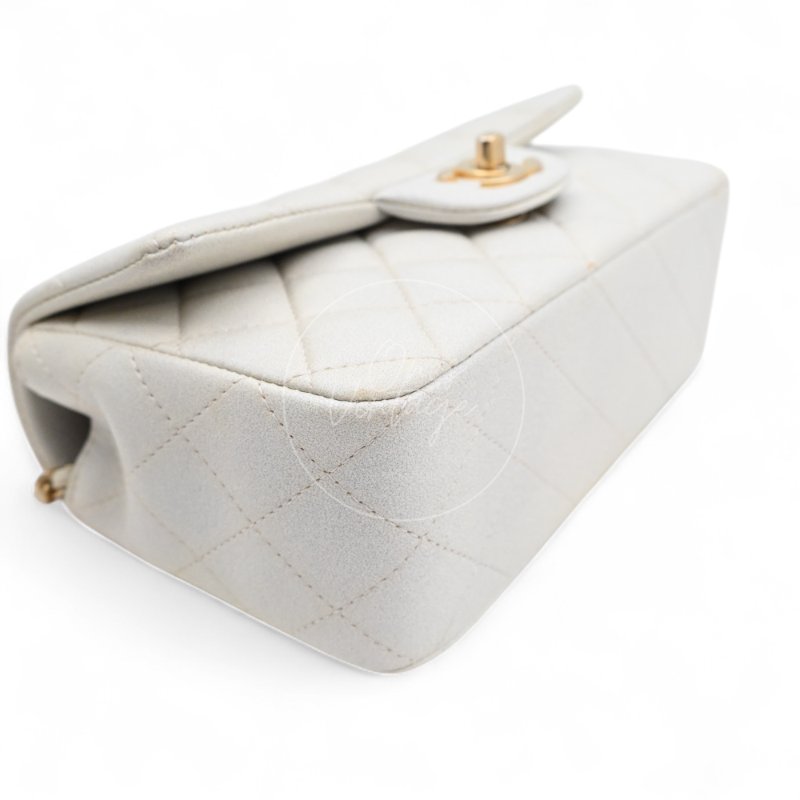中古 Chanel 香奈兒 Classic Flap系列 珍珠色 荔枝紋/魚子醬紋路 方胖子 小包附提把 手把-38