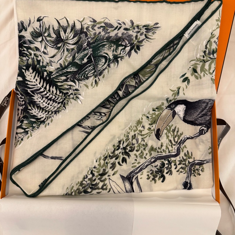 💖Hermes 三角巾 赤道叢林💖 綠色 全新-4