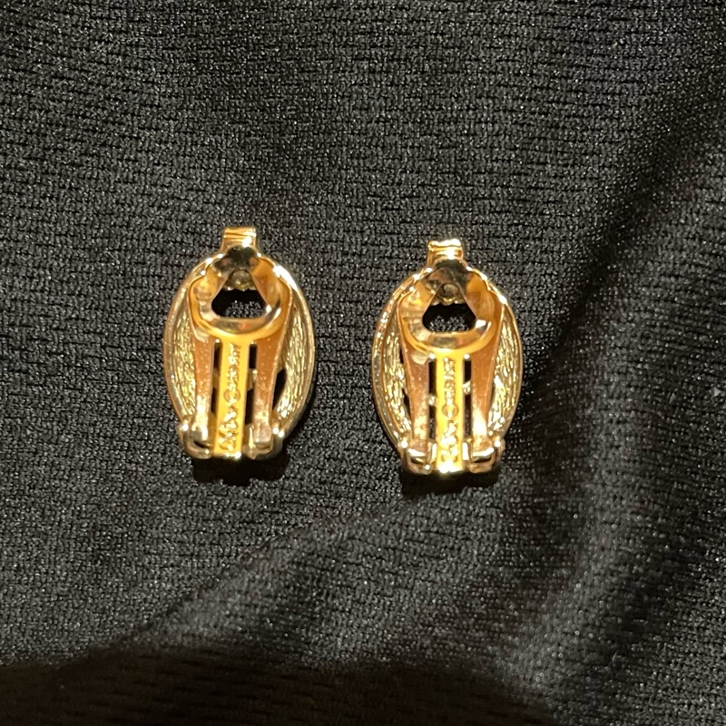 Christian Dior VINTAGE 金色CD水鑽耳環-7