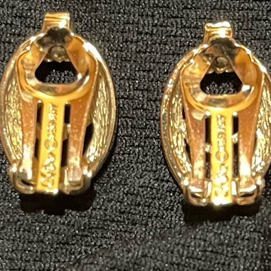 Christian Dior VINTAGE 金色CD水鑽耳環-8