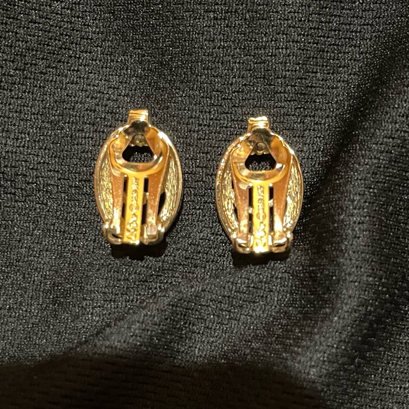 Christian Dior VINTAGE 金色CD水鑽耳環-12