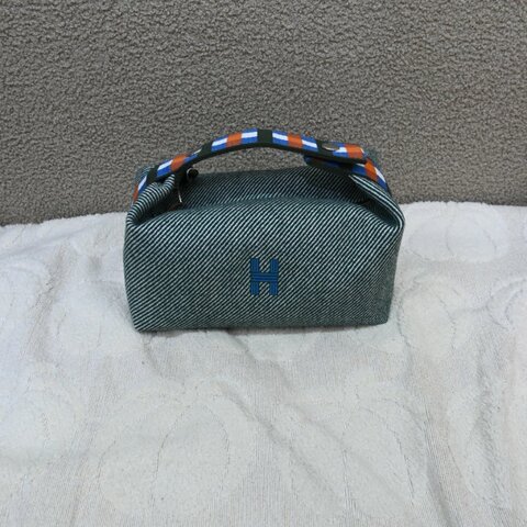 全新未使用 Hermes 愛馬仕 Bride-a-Brac系列 Bleu Abysse: 深海藍 小號PM 帆布化妝包
